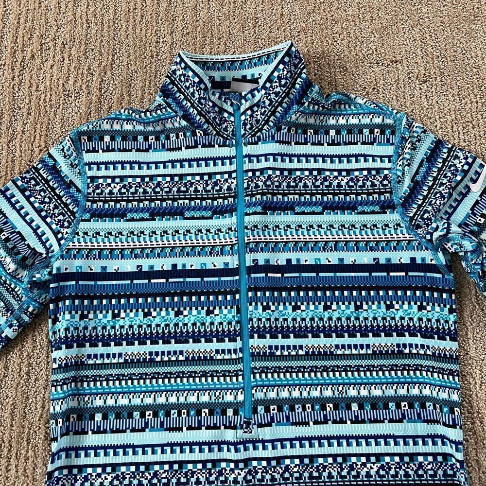 Nike Blue Patterned 3/4 Zip Jacket - Picture 3 of 5